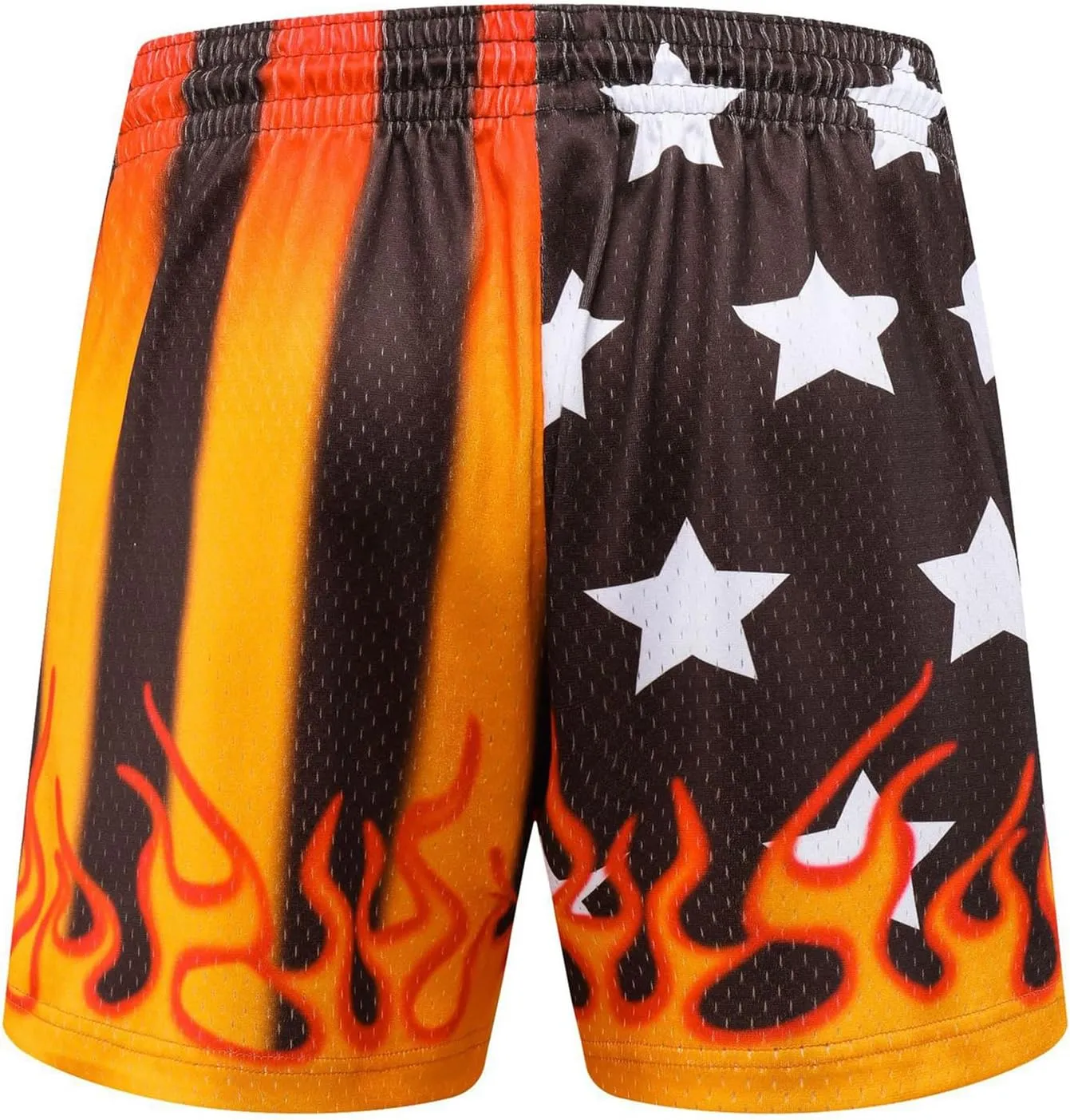DIOTSR Mens Flame Graphic Basketball Shorts Cool Retro Running Athletic Shorts Drawstring Waist Casual Track Shorts