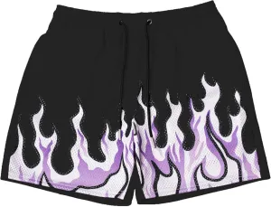 DIOTSR Mens Flame Graphic Basketball Shorts Cool Retro Running Athletic Shorts Drawstring Waist Casual Track Shorts