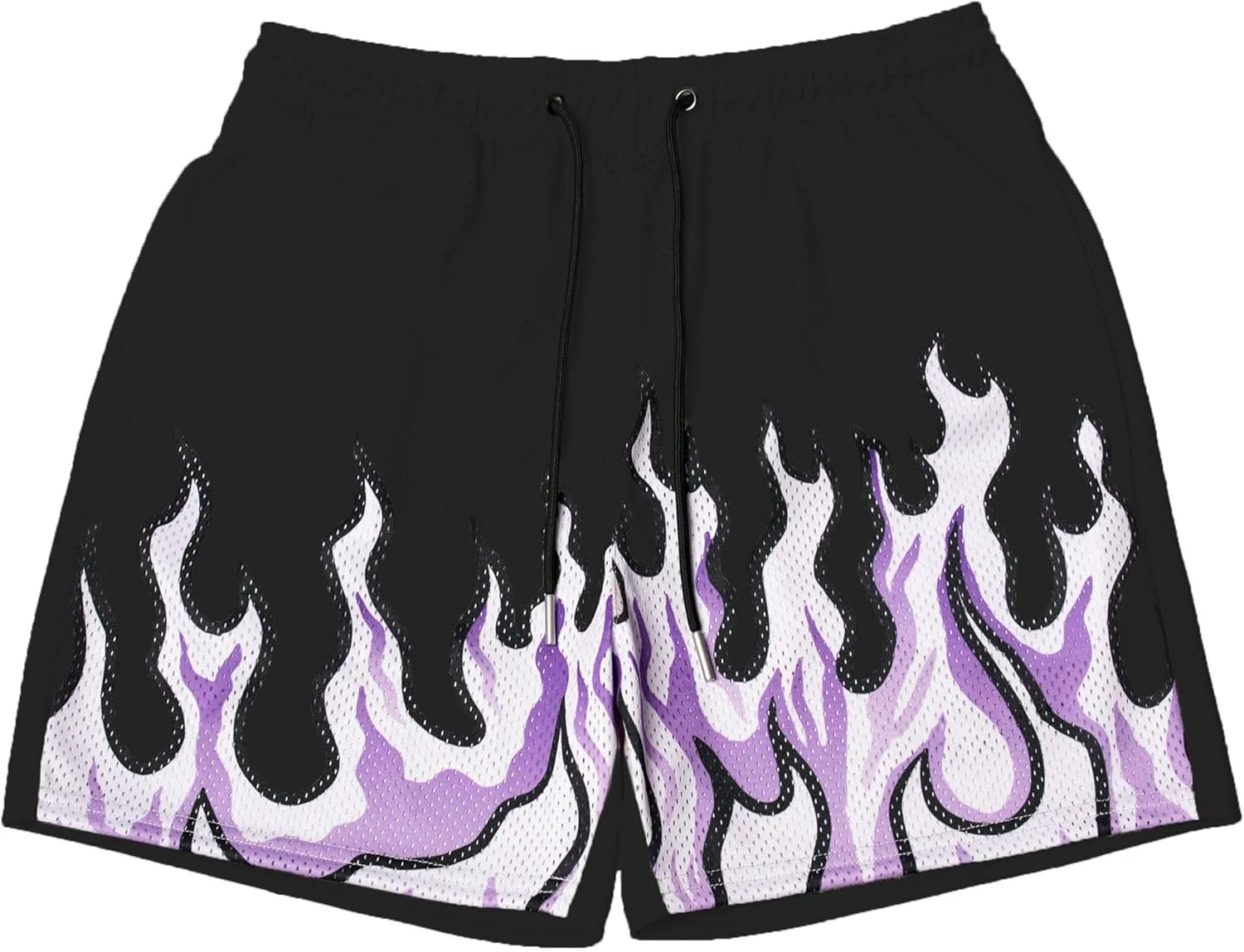 DIOTSR Mens Flame Graphic Basketball Shorts Cool Retro Running Athletic Shorts Drawstring Waist Casual Track Shorts