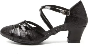 DKZSYIM Glitter Women Latin Dance Shoes Closed Toe Ballroom Salsa Tango Practice Performence Party Dancing Shoes,Model CMJ-512