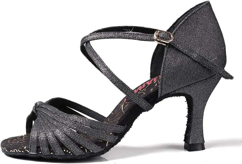 DKZSYIM Women's Latin Dance Shoes Professional Ballroom Salsa Practice Performance Dancing Shoes,Model KC-CL