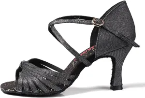 DKZSYIM Women's Latin Dance Shoes Professional Ballroom Salsa Practice Performance Dancing Shoes,Model KC-CL