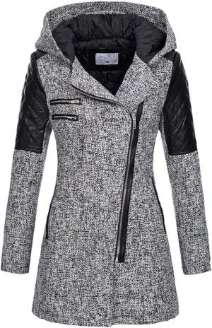 Double Breasted Trench Coats for Women 2024 Winter Wool Blend Lining Peacoats Mid-Length Hooded Jackets with Belt