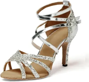 Dress First Ballroom Dance Shoes Women Latin Dance Shoes Women's Ballet & Dance Shoes Sequin Leatherette Glitter Dancing Shoes High Heel Sandals Salsa Tango Performance Practice Jazz Ballet