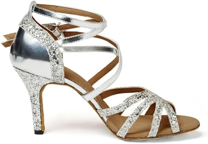 Dress First Ballroom Dance Shoes Women Latin Dance Shoes Women's Ballet & Dance Shoes Sequin Leatherette Glitter Dancing Shoes High Heel Sandals Salsa Tango Performance Practice Jazz Ballet
