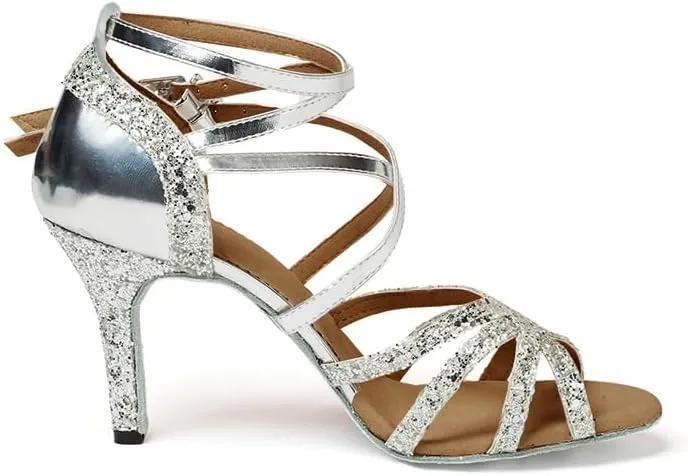 Dress First Ballroom Dance Shoes Women Latin Dance Shoes Women's Ballet & Dance Shoes Sequin Leatherette Glitter Dancing Shoes High Heel Sandals Salsa Tango Performance Practice Jazz Ballet