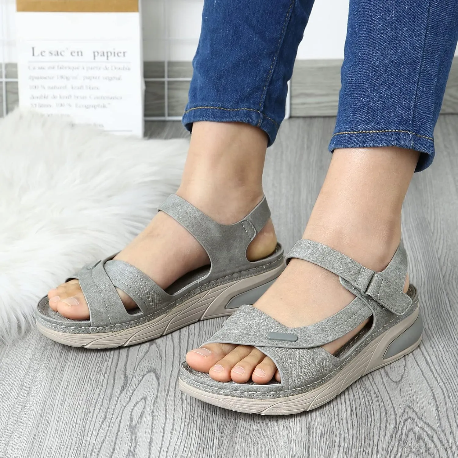 Dress Sandals for Women 2025 Fashion Platform Wedge Casual Sandal Breathable Athletic Sport Sandals Arch Support