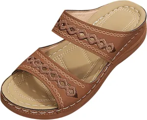 Eduavar Orthopedic Sandals for Women, Womens Sandals Dressy Wedge Sandals Casual Breathable Peep Toe Sandasls Slippers