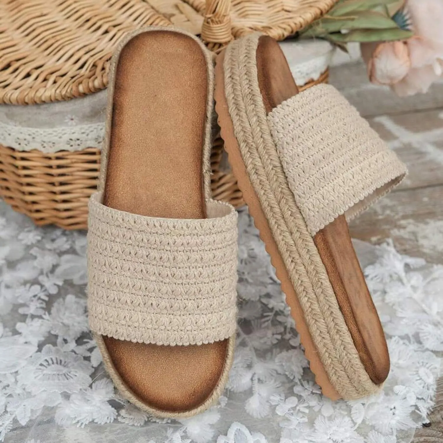 Eduavar Sandals for Women 2025 Casual Comfortable Platform Wedge Sandals Dressy Summer Slip-On Shoes with Cushioned Footbed