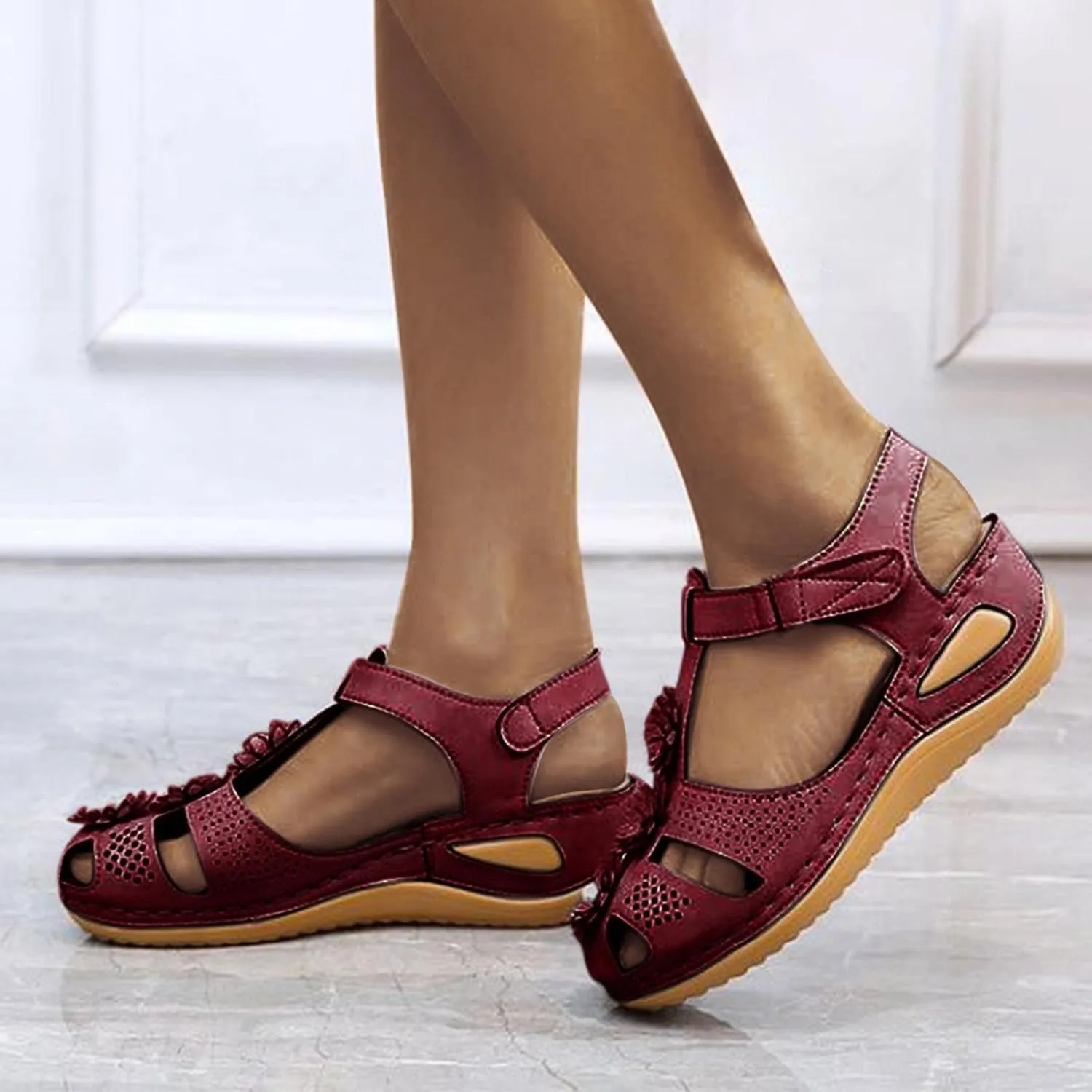 Eduavar Shoes for Women Sandals Dressy, Sandals for Women Casual Summer Close Toed Sandals Ankle Strap Wedge Sandals Shoes