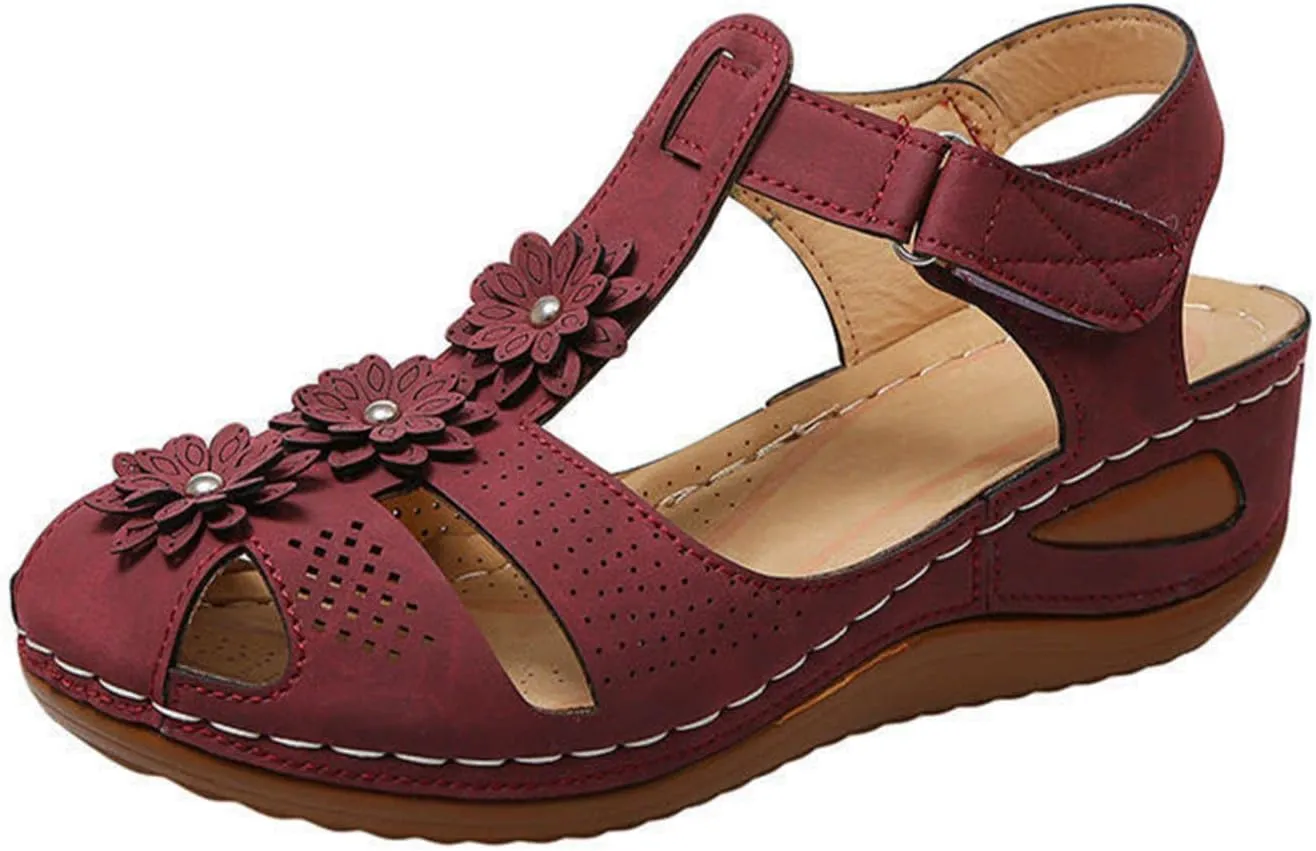 Eduavar Shoes for Women Sandals Dressy, Sandals for Women Casual Summer Close Toed Sandals Ankle Strap Wedge Sandals Shoes