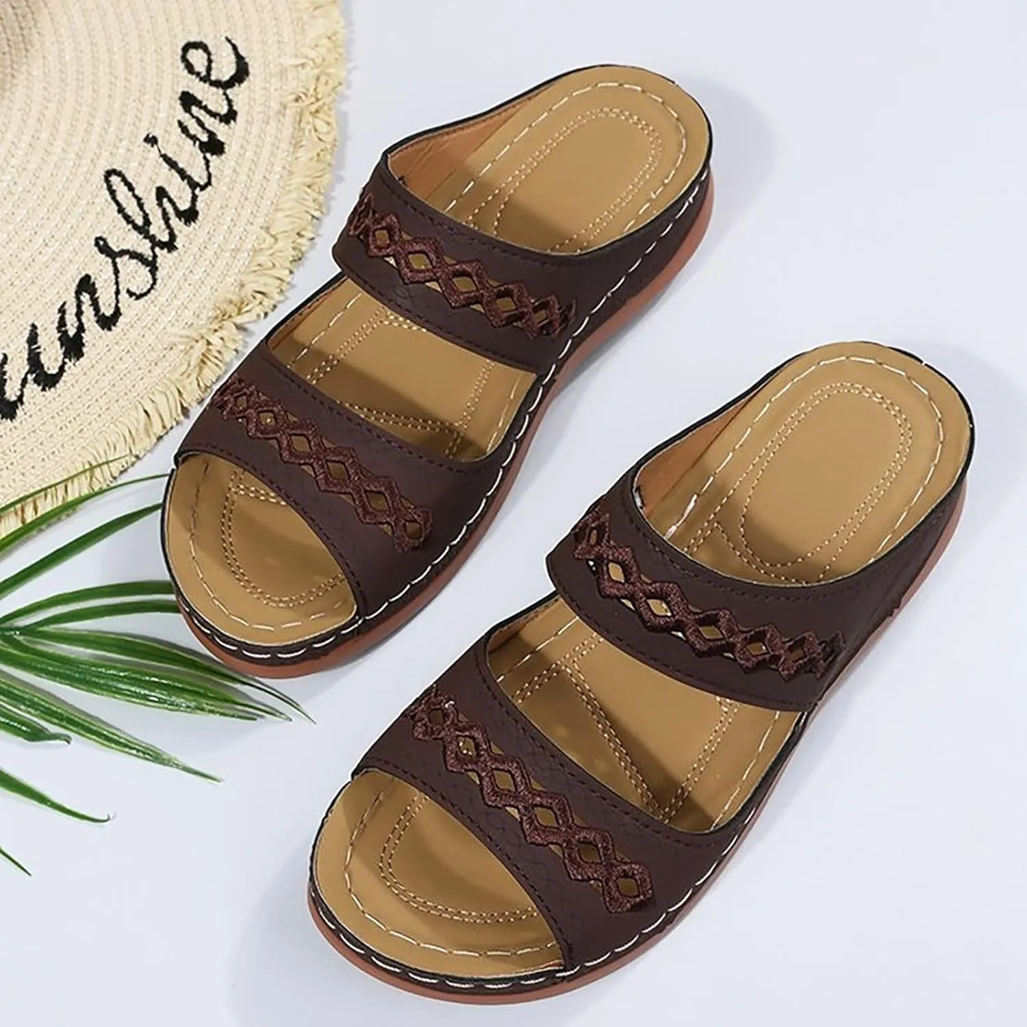 Eduavar Womens Sandals Dressy, Sandals Women Comfortable Sandals Slippers Open Toe Wedge Sandals with Arch Support