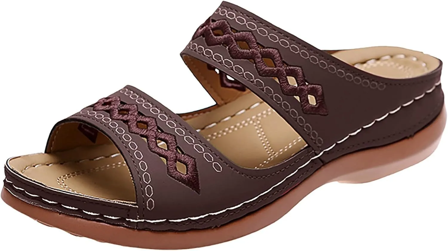 Eduavar Womens Sandals Dressy, Sandals Women Comfortable Sandals Slippers Open Toe Wedge Sandals with Arch Support