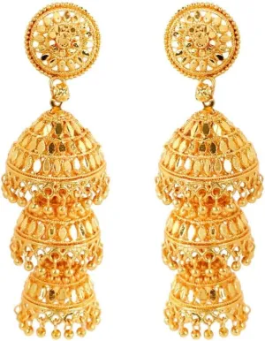 Efulgenz Gold Tone Jhumka Jhumki Multilayered Indian Earrings for Women Gold Tone Indian Jewelry Dangle Earrings Indian Bridal Jewelry for Wedding Bollywood Fashion Jewelry