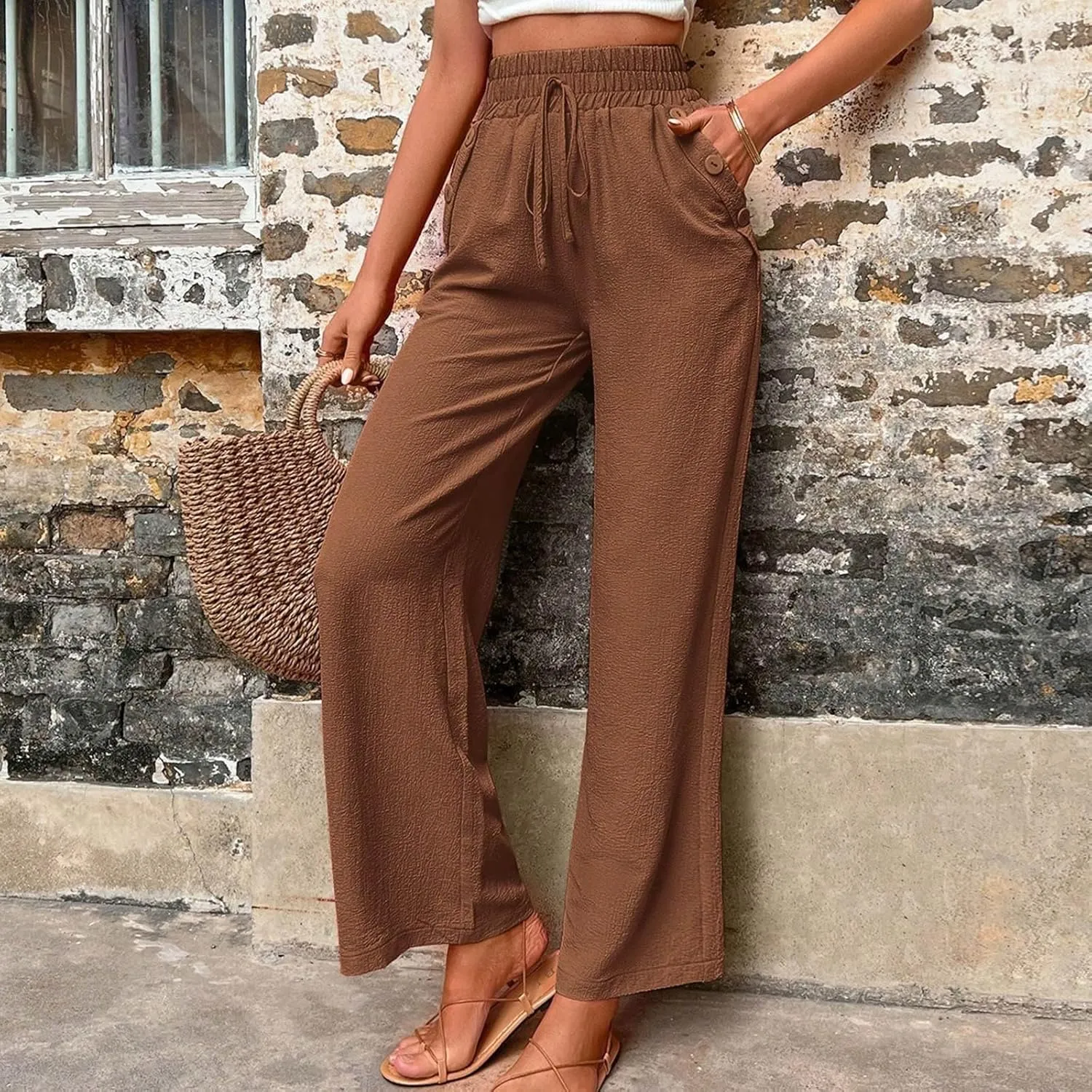 Elastic High Waisted Loose Pants Woman Relaxed Fit Baggy Clothes Black Demin Pants High Women Cargo Pants with