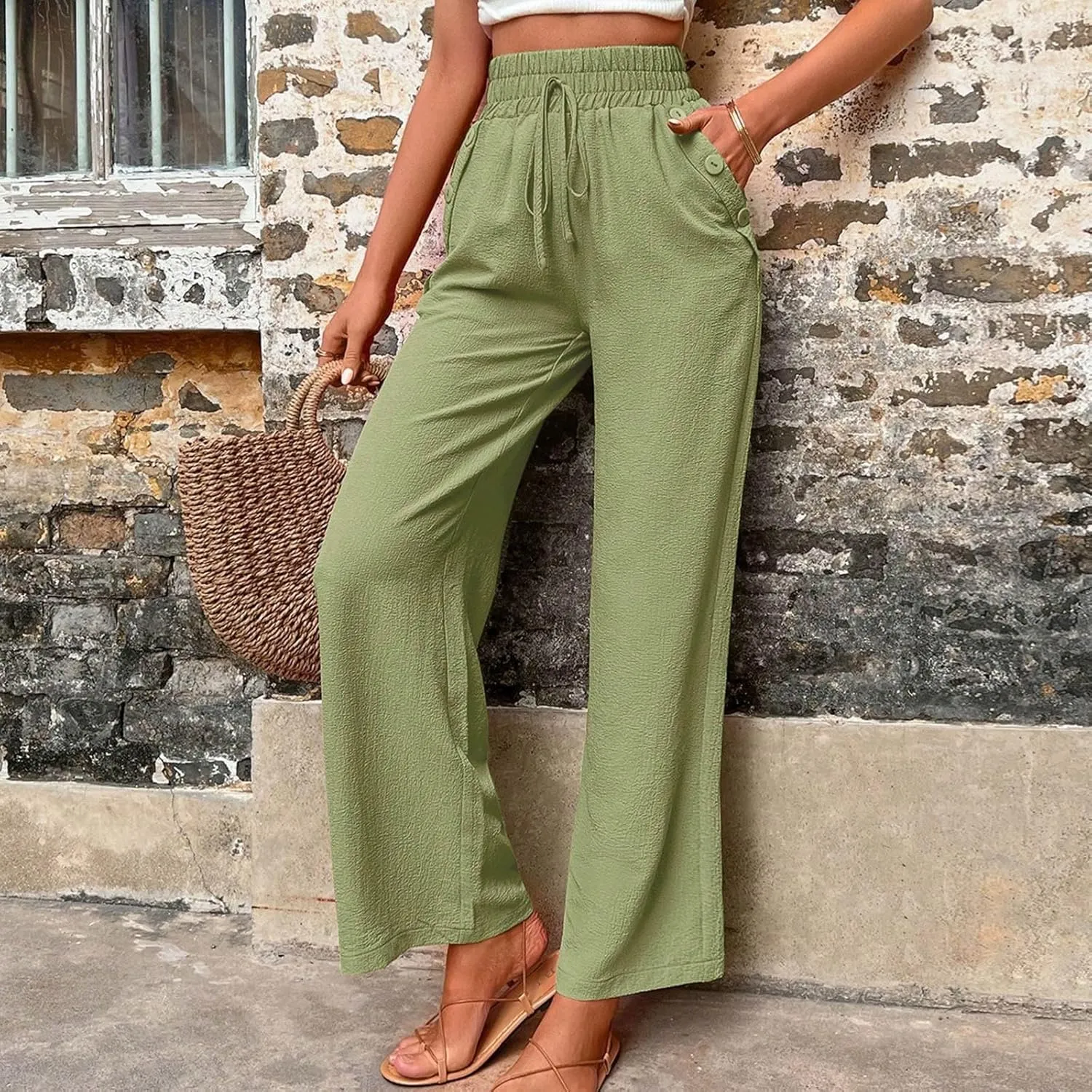 Elastic High Waisted Loose Pants Woman Relaxed Fit Baggy Clothes Black Demin Pants High Women Cargo Pants with