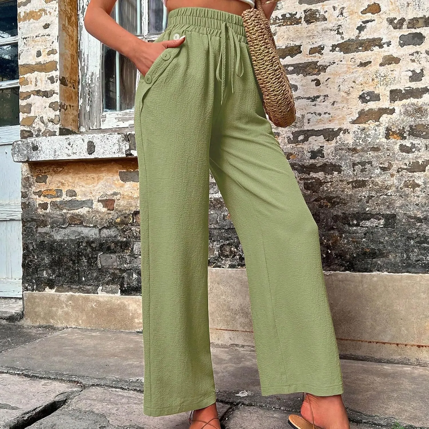 Elastic High Waisted Loose Pants Woman Relaxed Fit Baggy Clothes Black Demin Pants High Women Cargo Pants with
