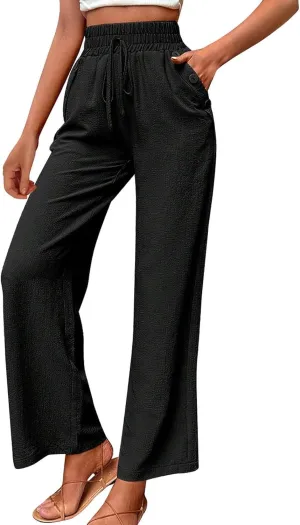 Elastic High Waisted Loose Pants Woman Relaxed Fit Baggy Clothes Black Demin Pants High Women Cargo Pants with