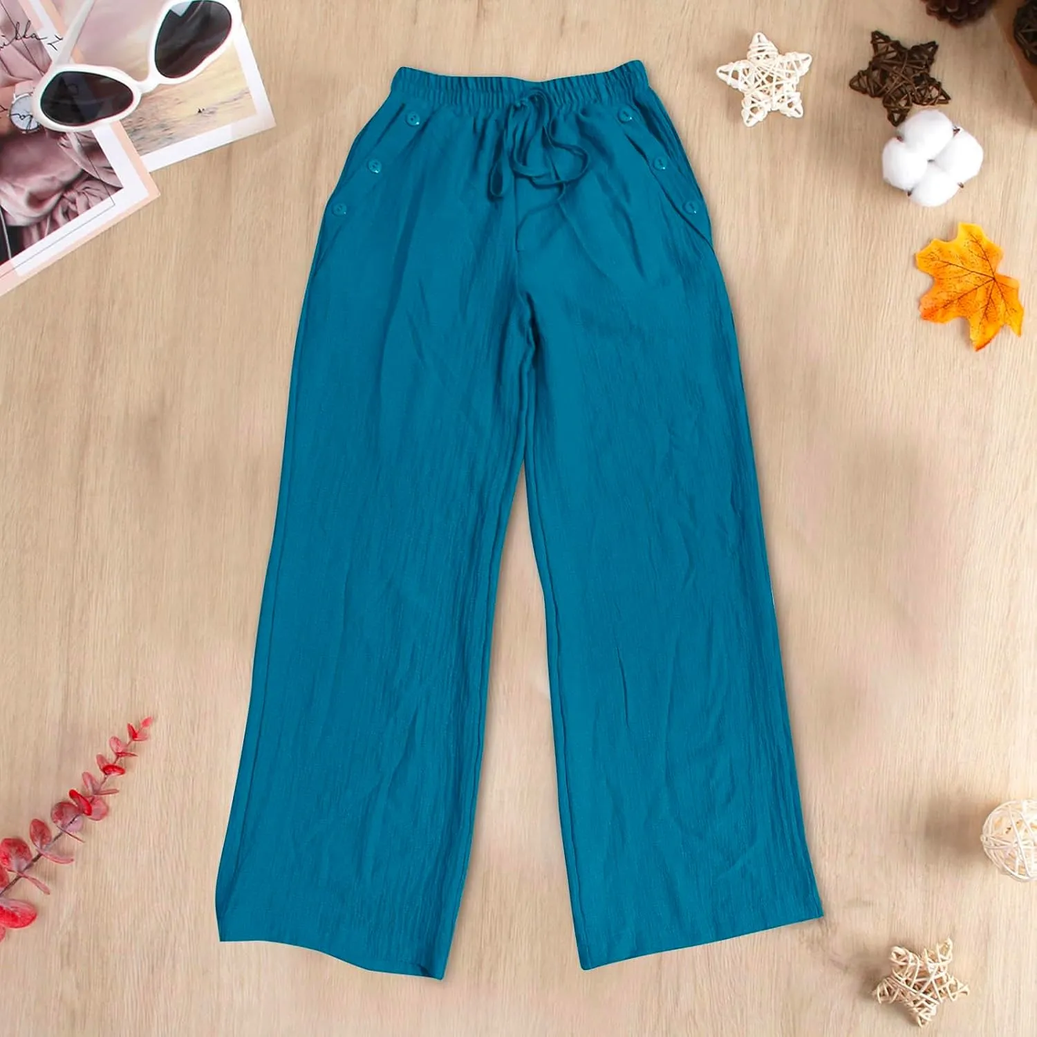 Elastic High Waisted Loose Pants Woman Relaxed Fit Baggy Clothes Black Demin Pants High Women Cargo Pants with