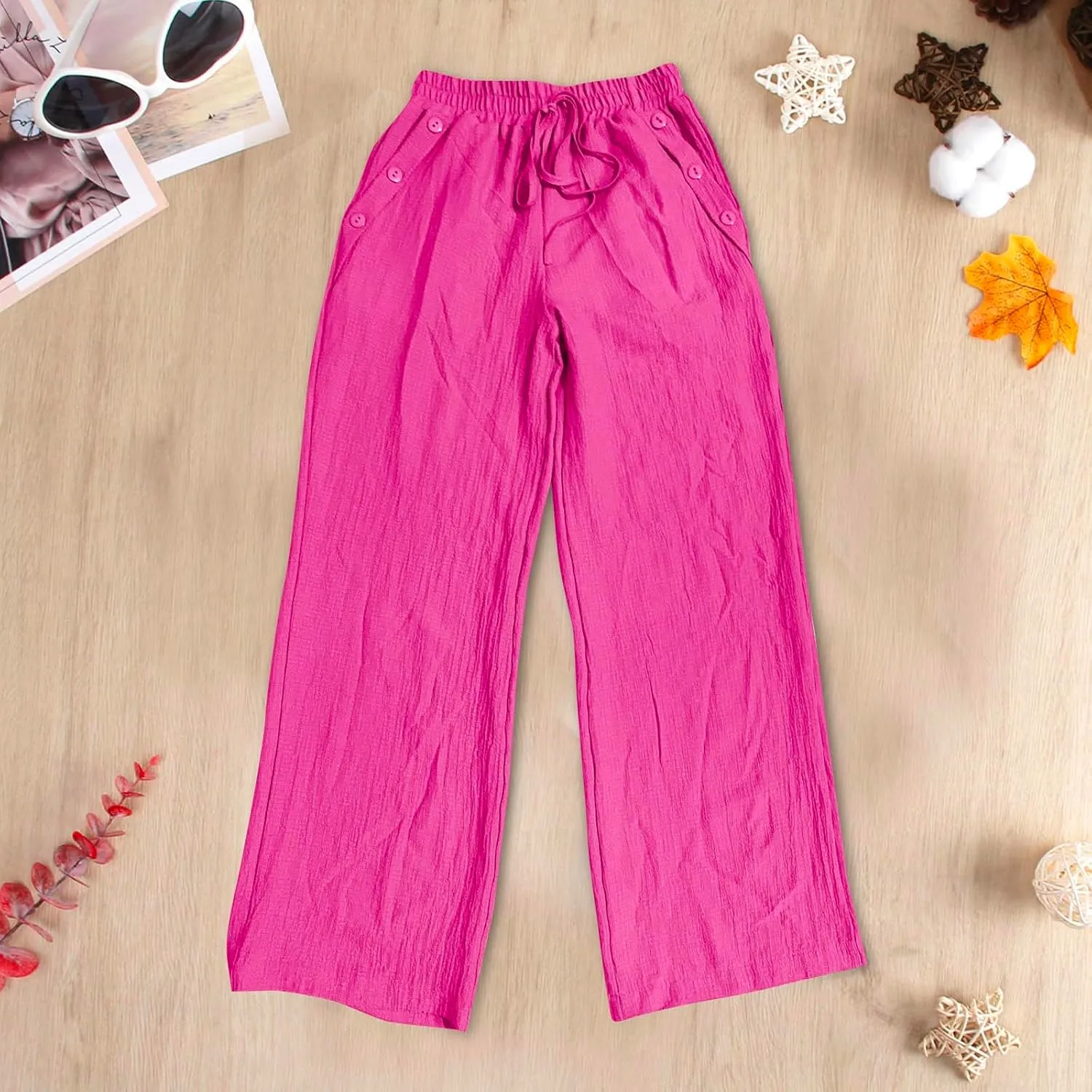 Elastic High Waisted Loose Pants Woman Relaxed Fit Baggy Clothes Black Demin Pants High Women Cargo Pants with