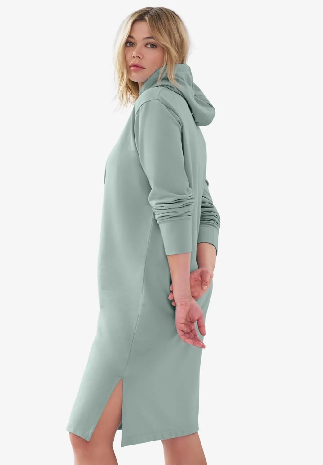 ellos Plus Size French Terry Hooded Sweatshirt Dress