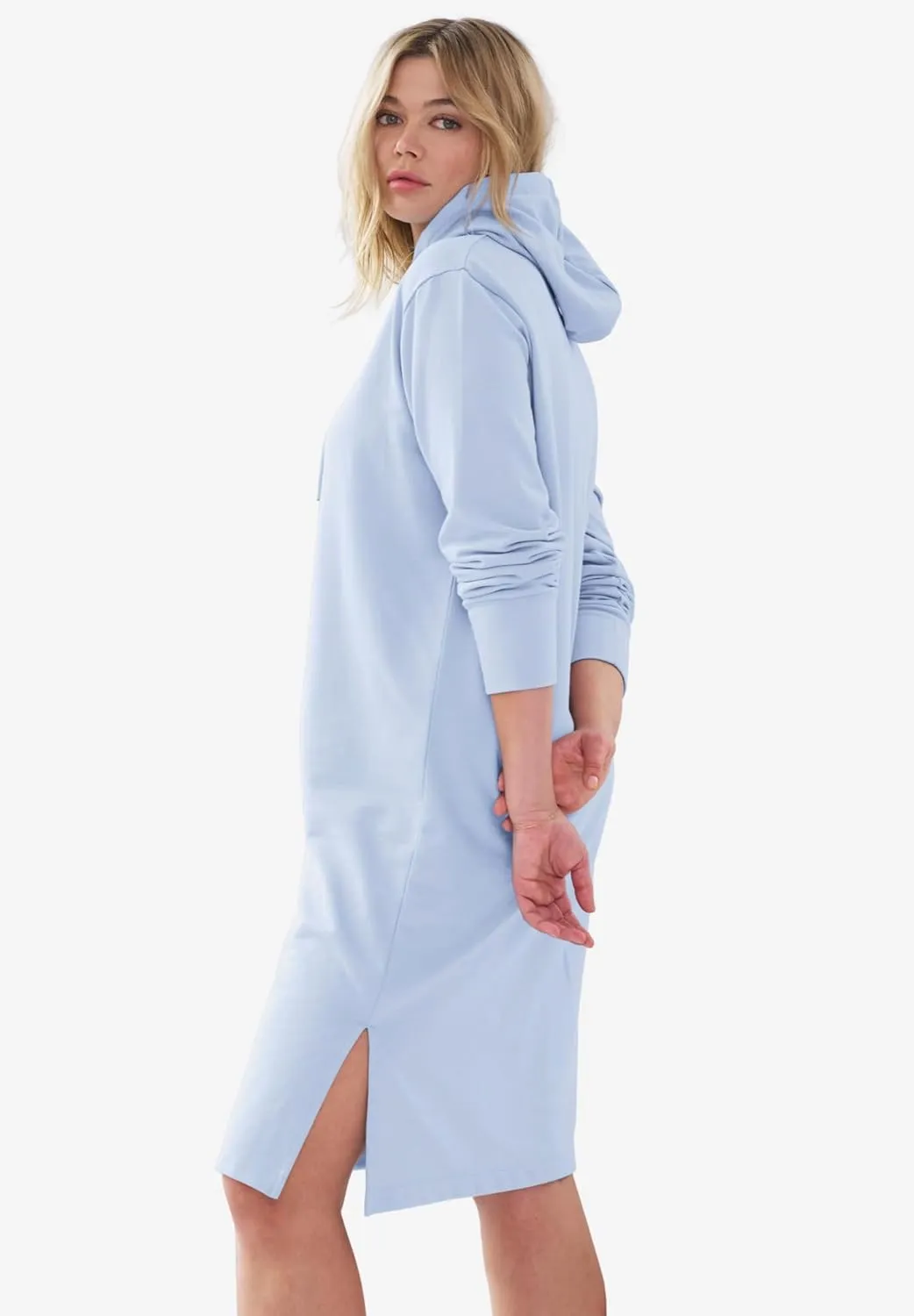 ellos Plus Size French Terry Hooded Sweatshirt Dress
