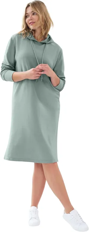 ellos Plus Size French Terry Hooded Sweatshirt Dress