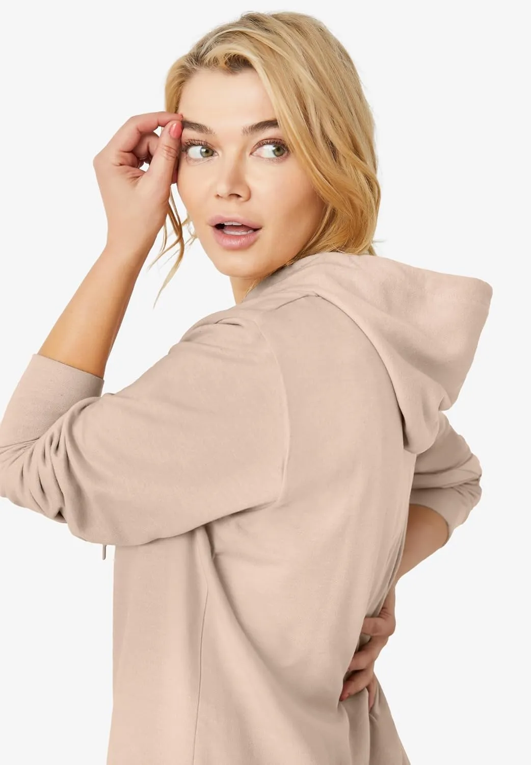 ellos Plus Size French Terry Hooded Sweatshirt Dress