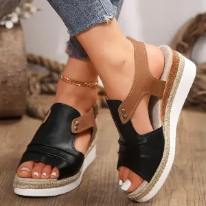 Espadrilles Wedge Sandals for Women,Open Toe Sandals Women Summer Dressy 2025 Comfortable Low Wedge Sandals Casual Slip On Sandals Strappy Sandals Fashion Platform Wedge Sandals Sandalias De Mujer