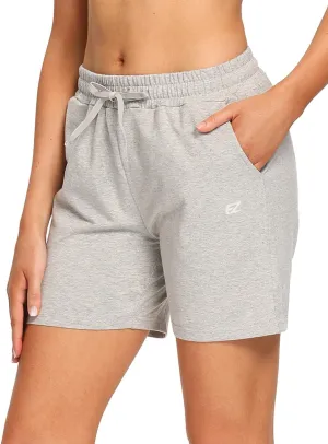 EZRUN Womens Bermuda Shorts Summer Sweat Shorts with Deep Pockets Cotton Shorts for Women Gym Workout