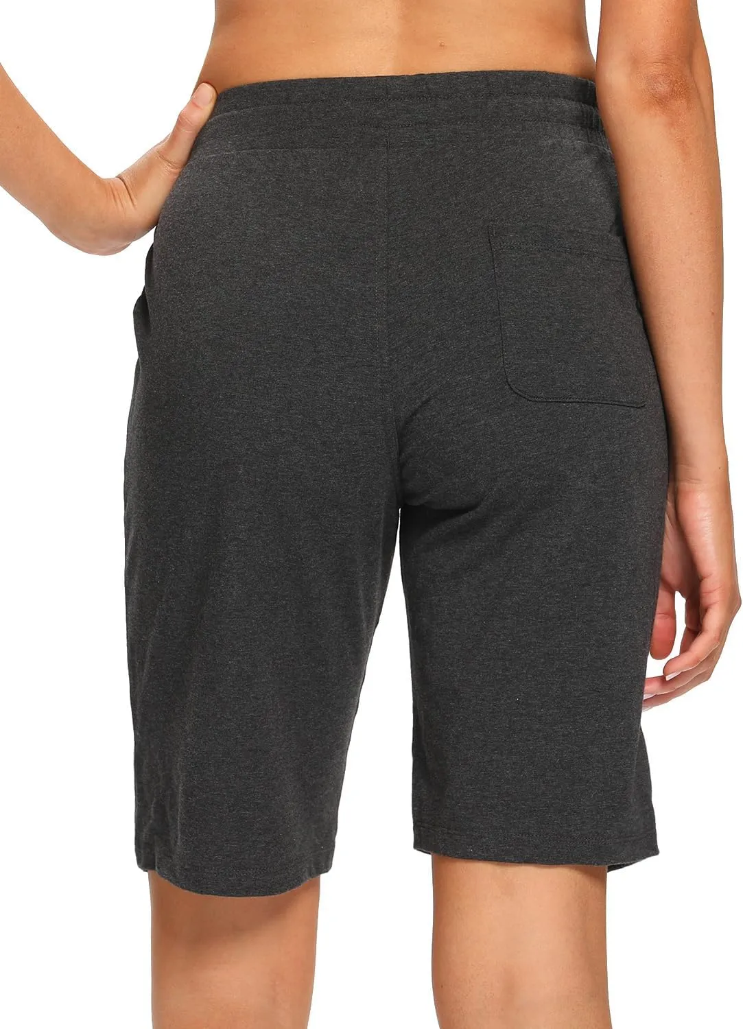 EZRUN Womens Bermuda Shorts Summer Sweat Shorts with Deep Pockets Cotton Shorts for Women Gym Workout