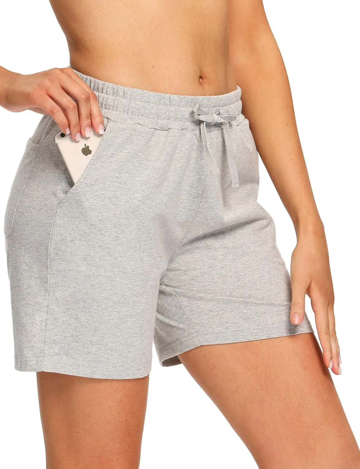 EZRUN Womens Bermuda Shorts Summer Sweat Shorts with Deep Pockets Cotton Shorts for Women Gym Workout