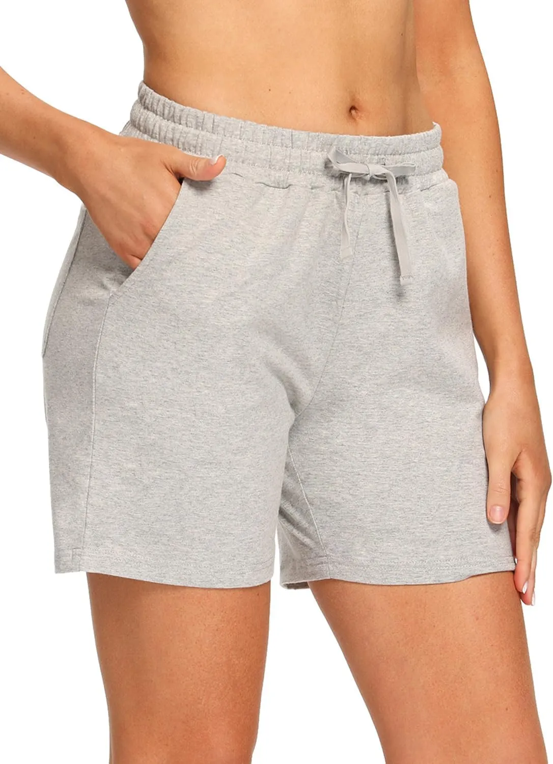 EZRUN Womens Bermuda Shorts Summer Sweat Shorts with Deep Pockets Cotton Shorts for Women Gym Workout