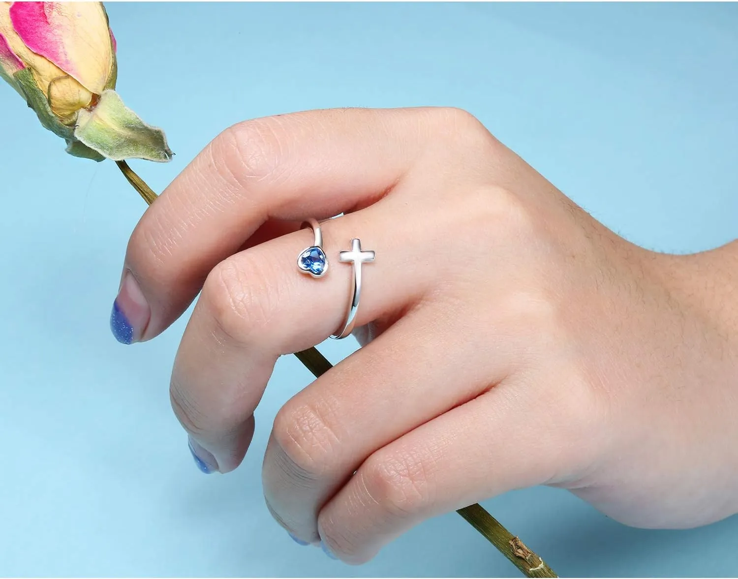 Faith Hope Love Jewelry for Women: 925 Sterling Silver Cross Ring Inspirational Jewelry Gift
