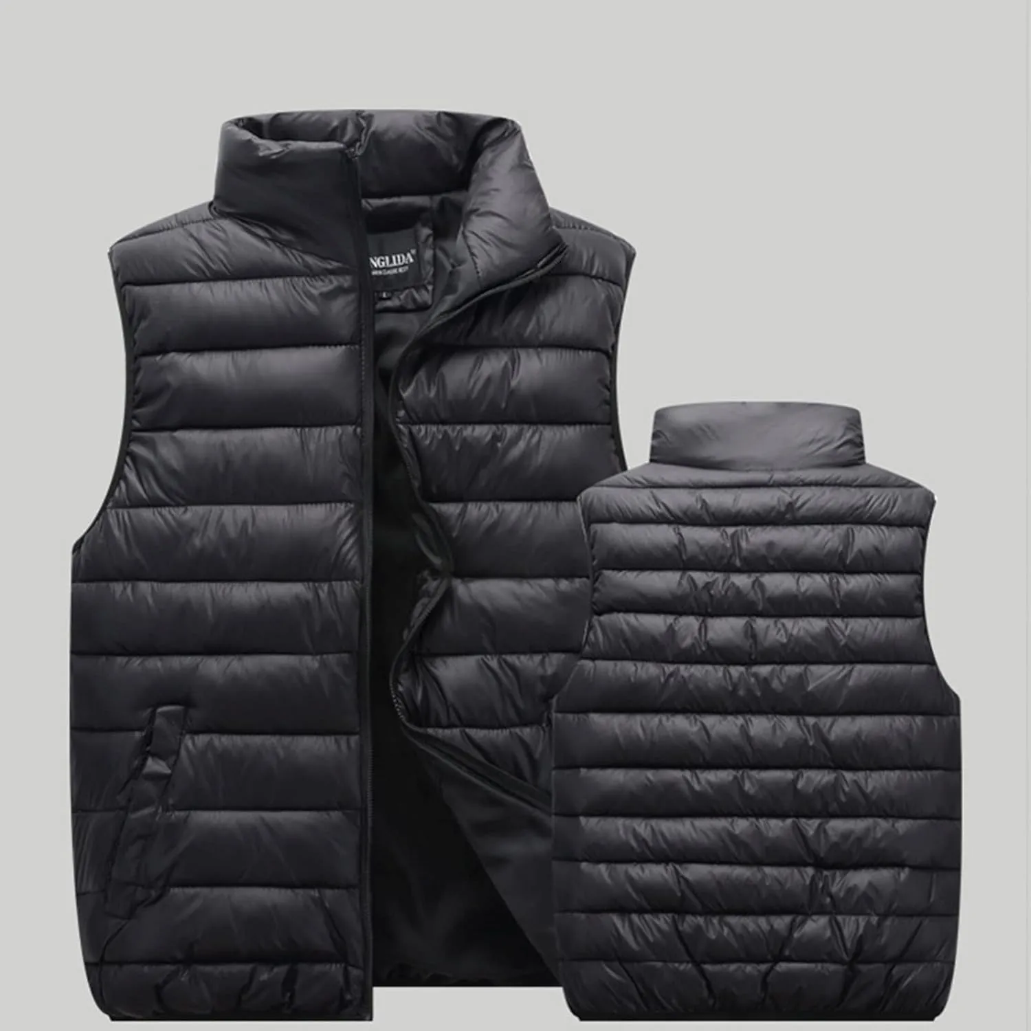 Fall Long Puffer Vest One Morality Warm V Neck Thin Down Vest Inside Trendy Winter Coat Outerwear Vest for Women
