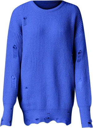 Fall Sweaters for Women 2024,Chunky Knit Crew Neck Solid Color Long Sleeve Soft Casual Lightweight Pullover Tops