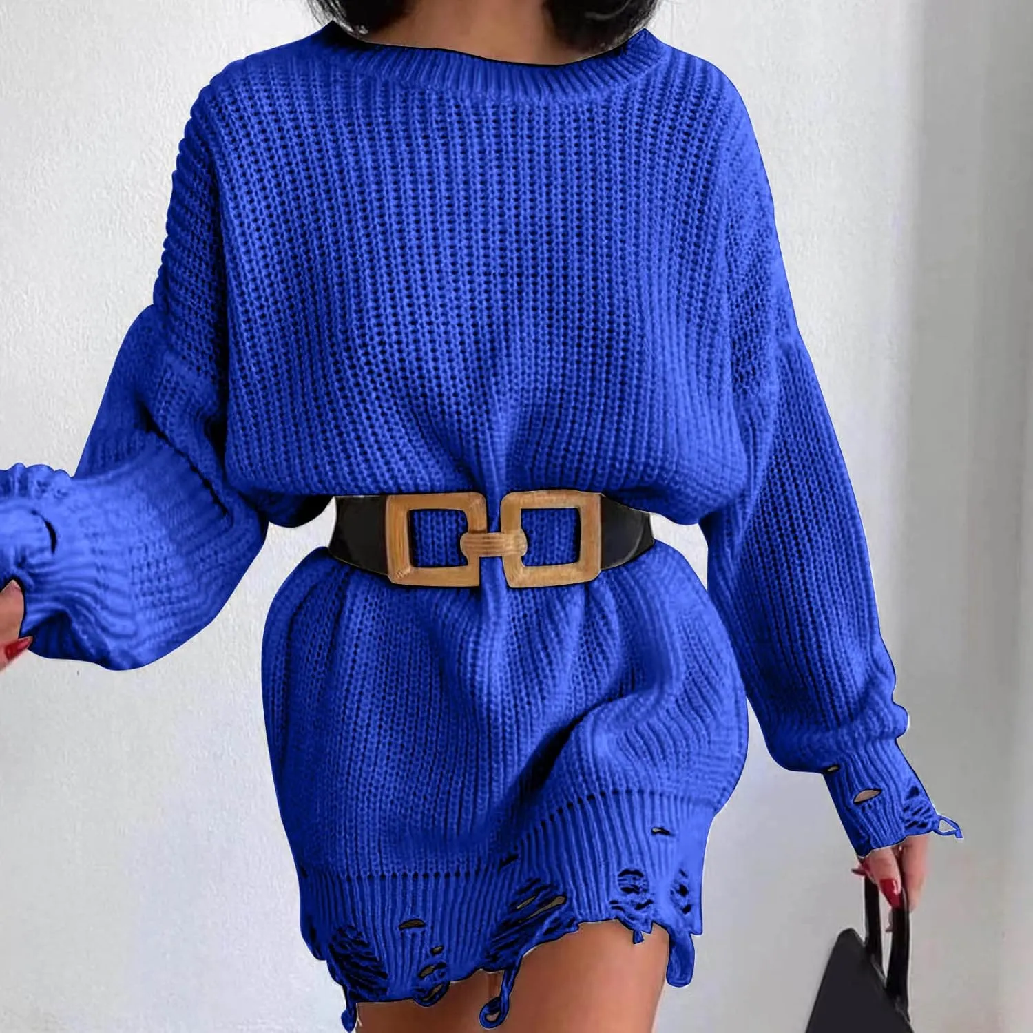 Fall Sweaters for Women 2024,Chunky Knit Crew Neck Solid Color Long Sleeve Soft Casual Lightweight Pullover Tops