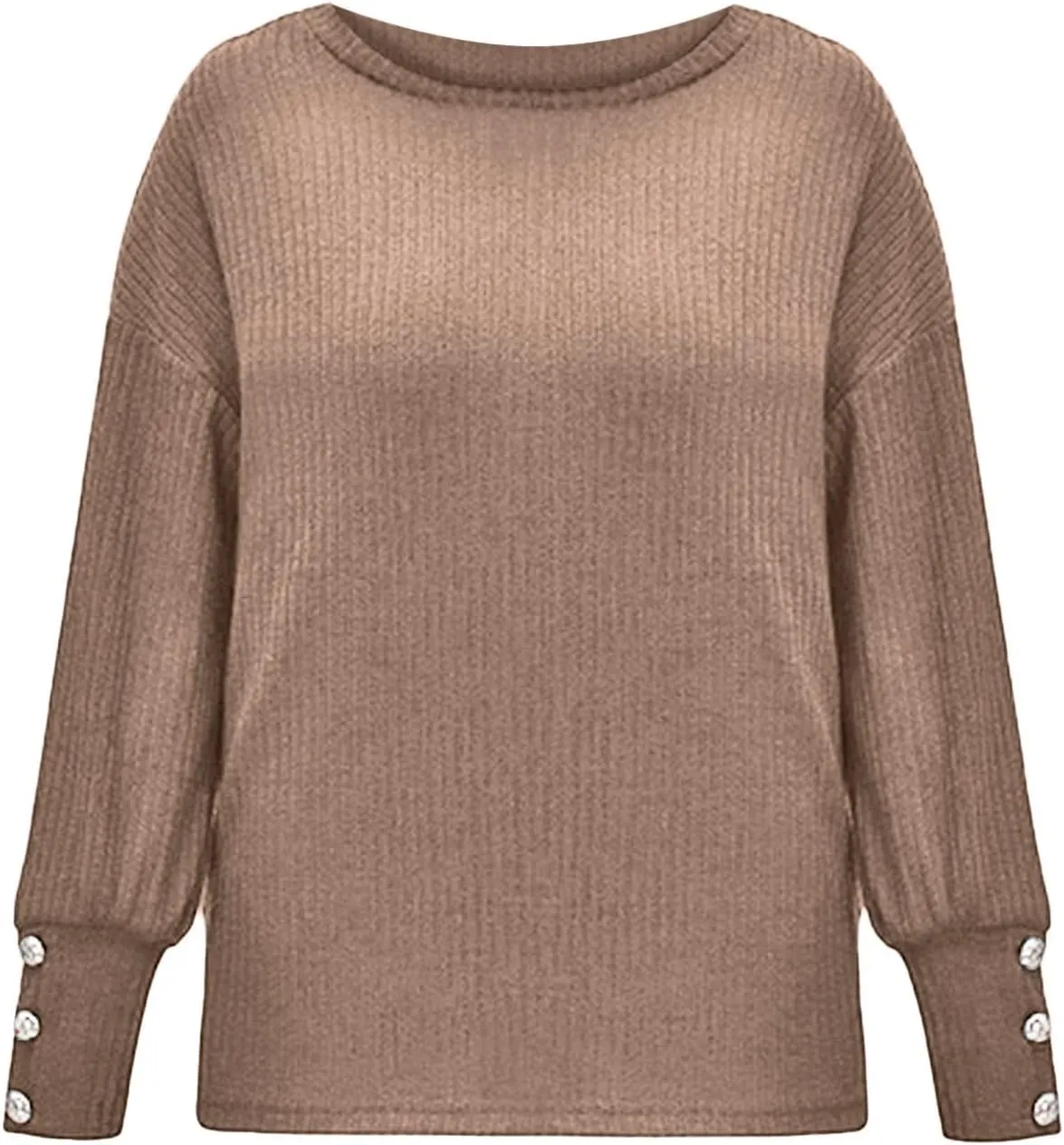 Fall Sweaters for Women Chunky Knit Solid Color Crewneck Long Sleeve Loose Fit Casual Soft Jumper Tops