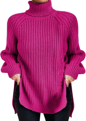 Fall Sweaters for Women Trendy Chunky Knit Turtleneck Pullover Long Sleeve Shirt Loose Plus Size Tops