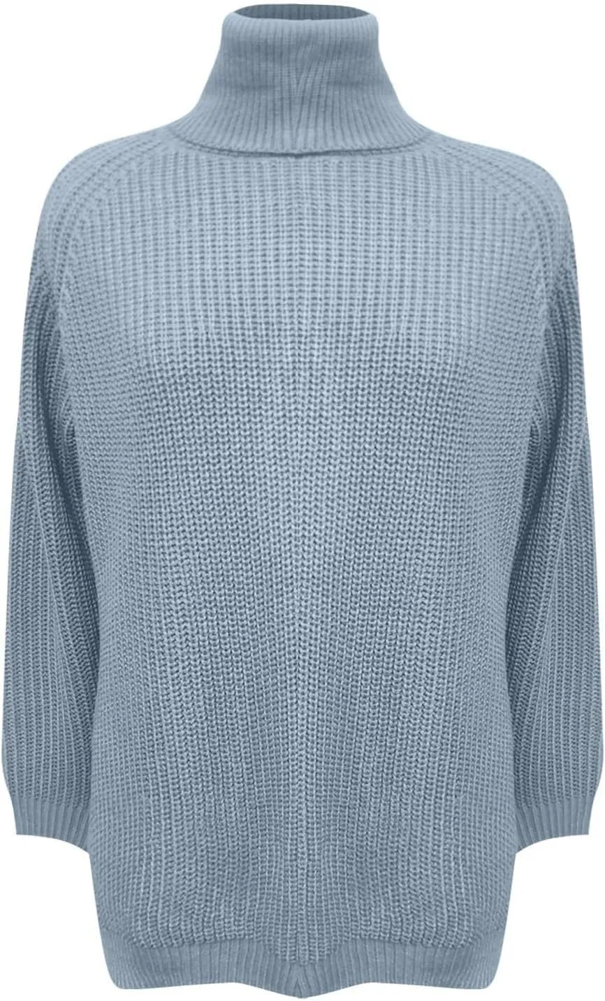 Fall Sweaters for Women Trendy Chunky Knit Turtleneck Pullover Long Sleeve Shirt Loose Plus Size Tops