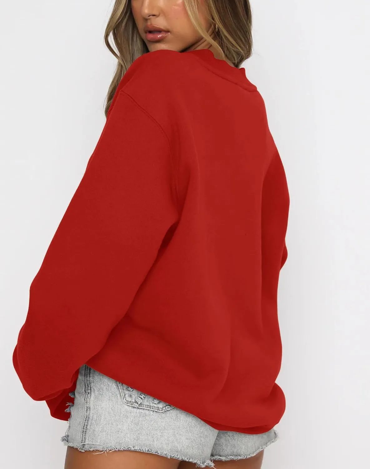 Fanway&EC Women's Long Sleeve Sweatshirt Casual Crewneck Oversized Pullover Hoodies Fall Tops
