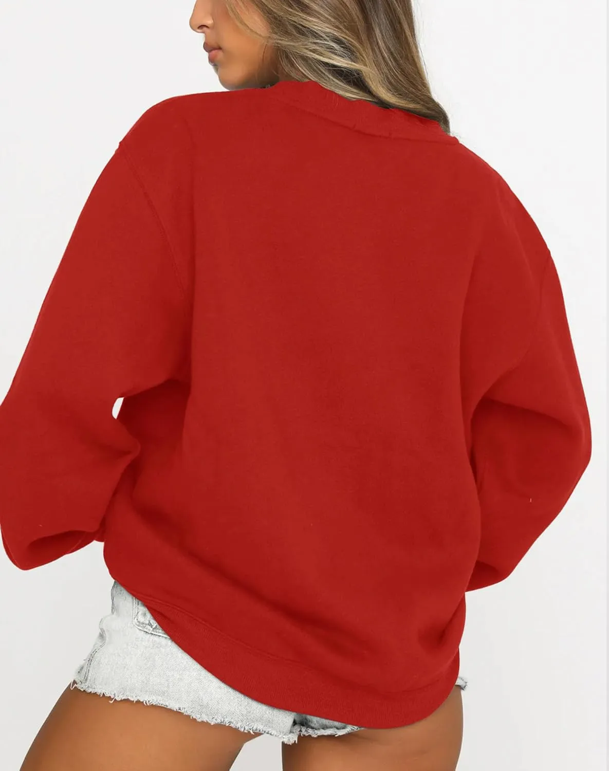 Fanway&EC Women's Long Sleeve Sweatshirt Casual Crewneck Oversized Pullover Hoodies Fall Tops