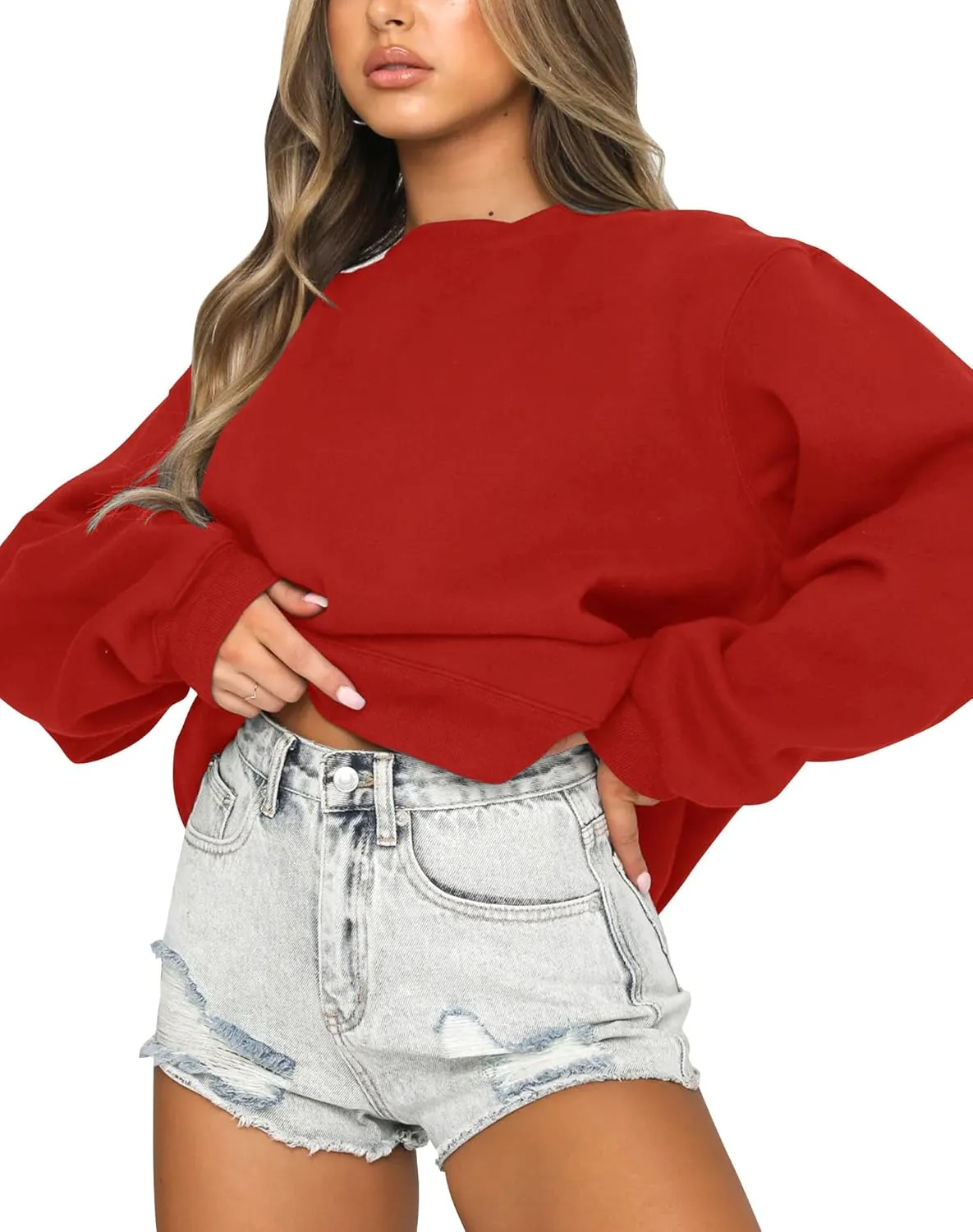 Fanway&EC Women's Long Sleeve Sweatshirt Casual Crewneck Oversized Pullover Hoodies Fall Tops