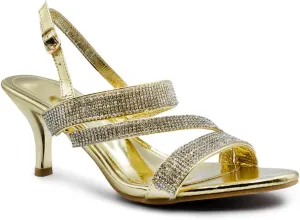 Fashion Thirsty Womens Diamante Mid Heel Ladies Prom Bridal Wedding Shoes Evening Party Occasion Heeled Strappy Dress Sandals Size