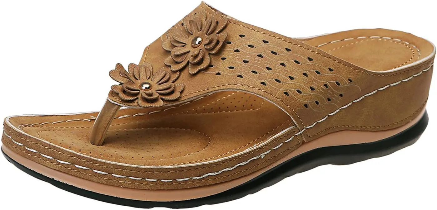 Flat Sandals for Women Women's Arch Support Flip Flops Slippers for Women Womens Black Sandal