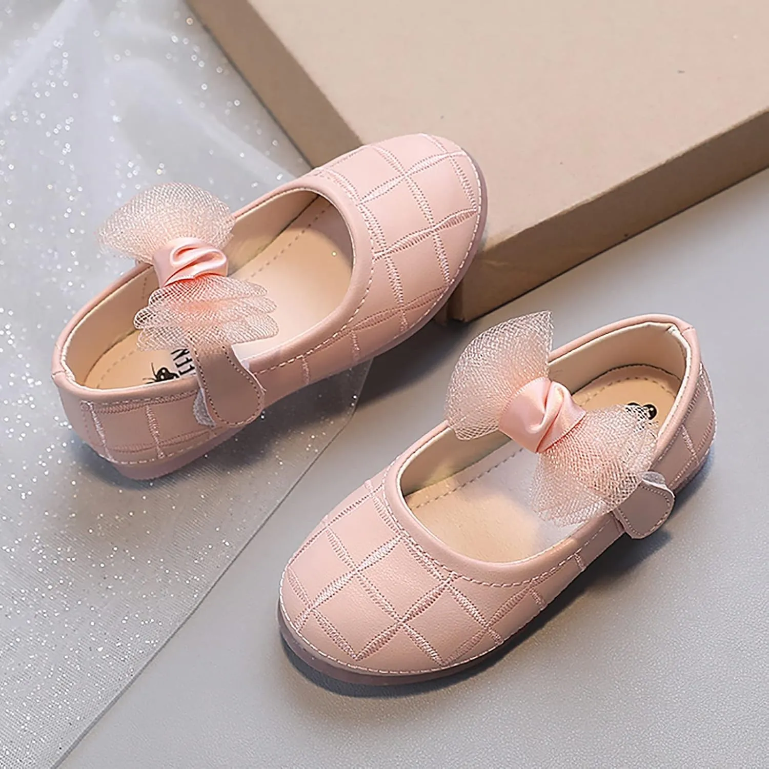 Flower Girls Bow Dress Shoes Mary Jane Ballet Flat for Wedding Pary School Toddler/Little Kid Girls Sweet Shoes