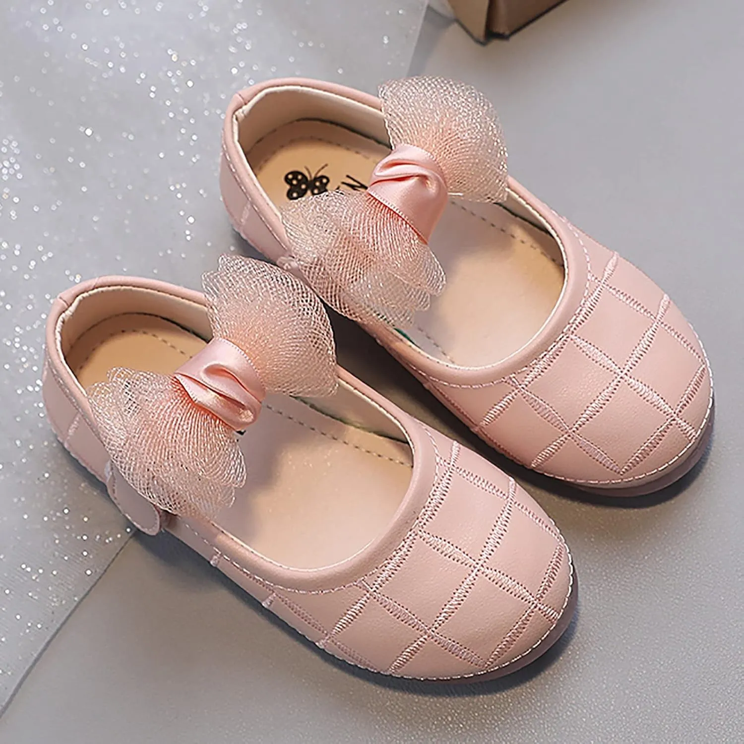 Flower Girls Bow Dress Shoes Mary Jane Ballet Flat for Wedding Pary School Toddler/Little Kid Girls Sweet Shoes