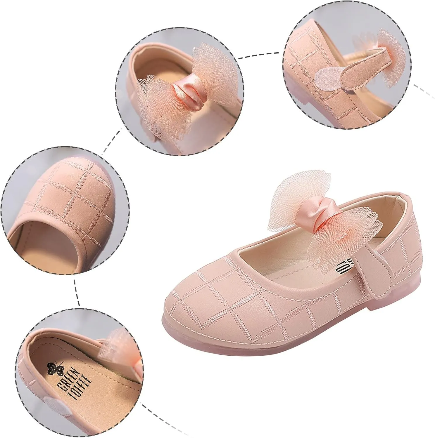 Flower Girls Bow Dress Shoes Mary Jane Ballet Flat for Wedding Pary School Toddler/Little Kid Girls Sweet Shoes