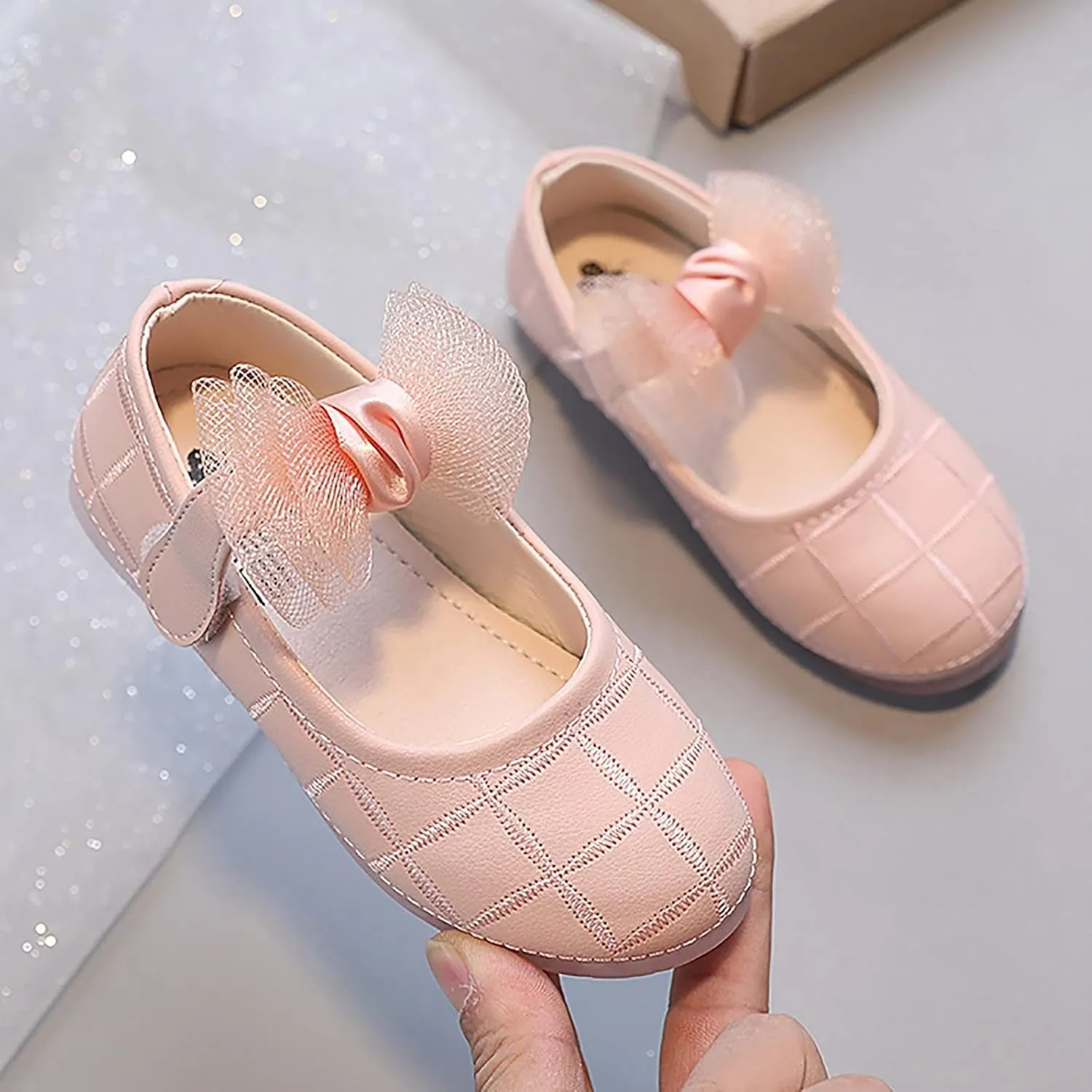 Flower Girls Bow Dress Shoes Mary Jane Ballet Flat for Wedding Pary School Toddler/Little Kid Girls Sweet Shoes