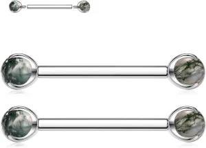 FUNLMO 1 Pair Nipple Rings G23 Titanium Nipple Piercing Jewelry Tongue Rings Internally Threaded Nipple Jewelry Bridge Piercing Jewelry 16G 14G 12G 12mm-18mm